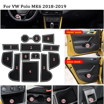 

1Set For Volkswagen Polo 2011-2016 VW Polo 6R GTI Plus 2018 2019 Accessories Rubber Car Anti Slip Mat Interior Door Pad/Cup Mat