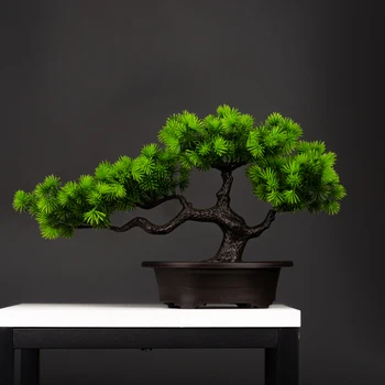 Piante di pino artificiali da 27 cm Bonsai Ornamenti per alberi finti Piante di plastica Albero di simulazione di paesaggio per la decorazione del desktop della stanza di casa 1