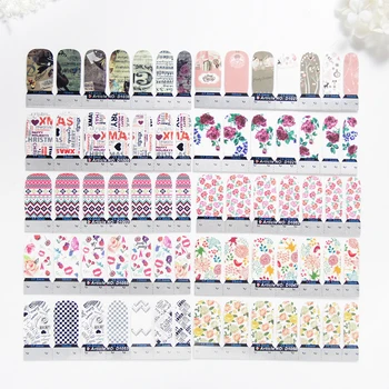 

14tips Nail Art Sticker Christmas DIY Flower Manicure Snowflake Shiny Sequins Nail Polish Strips Wraps Nail Sticker 2020 Design