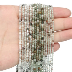Faceted Blue Natural Sandstone Beads for Jewelry Making - Handmade Waist Beads, Women's Stone Beads Collection (Green ghost)