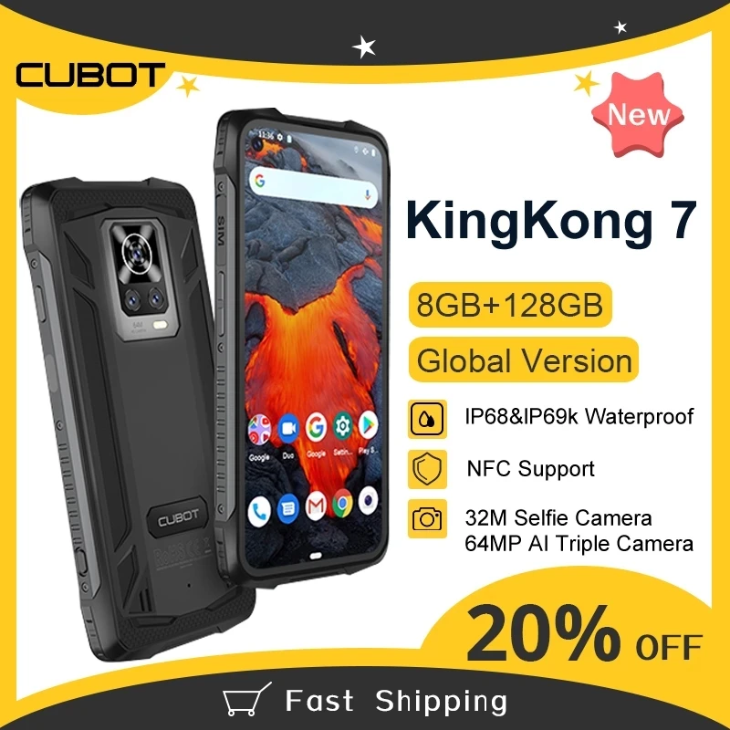 gaming ram Cubot KingKong 7 8GB+128GB NFC IP68&IP69K Waterproof Rugged Global version Smartphone 6.36" FHD+ 64MP Triple Camera 5000mAh 8gb ram