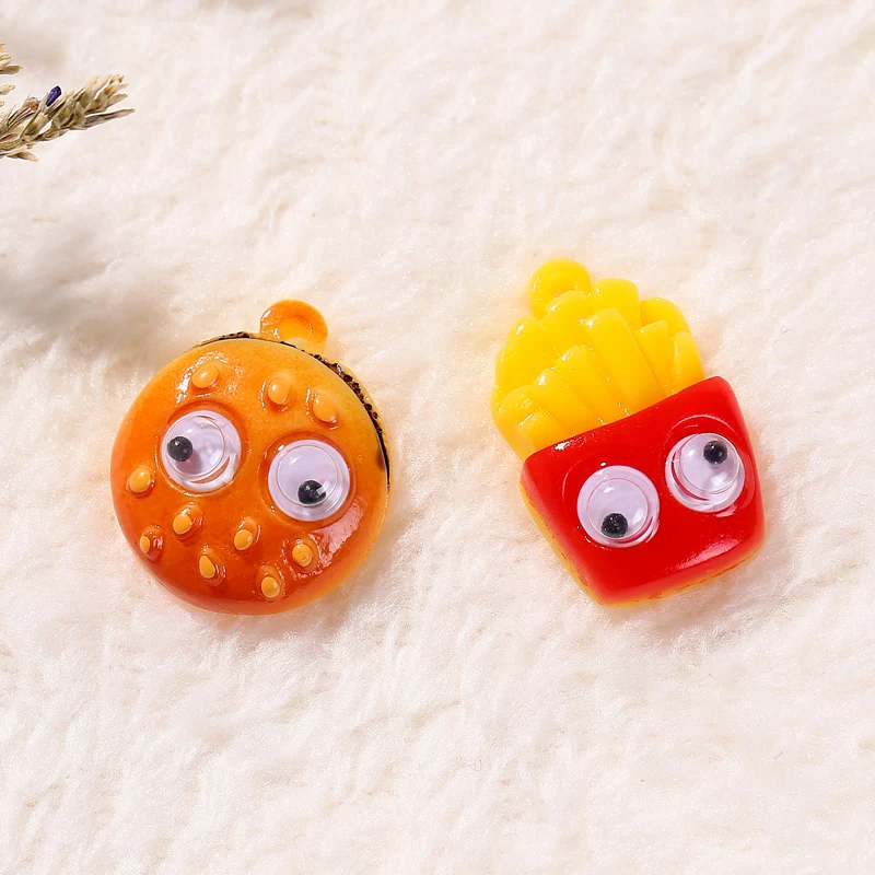 

8pcs /lot Cute Mixed Artificial Fake Food flatback Resin hamburger and French fries Cabochon for diy Decoration