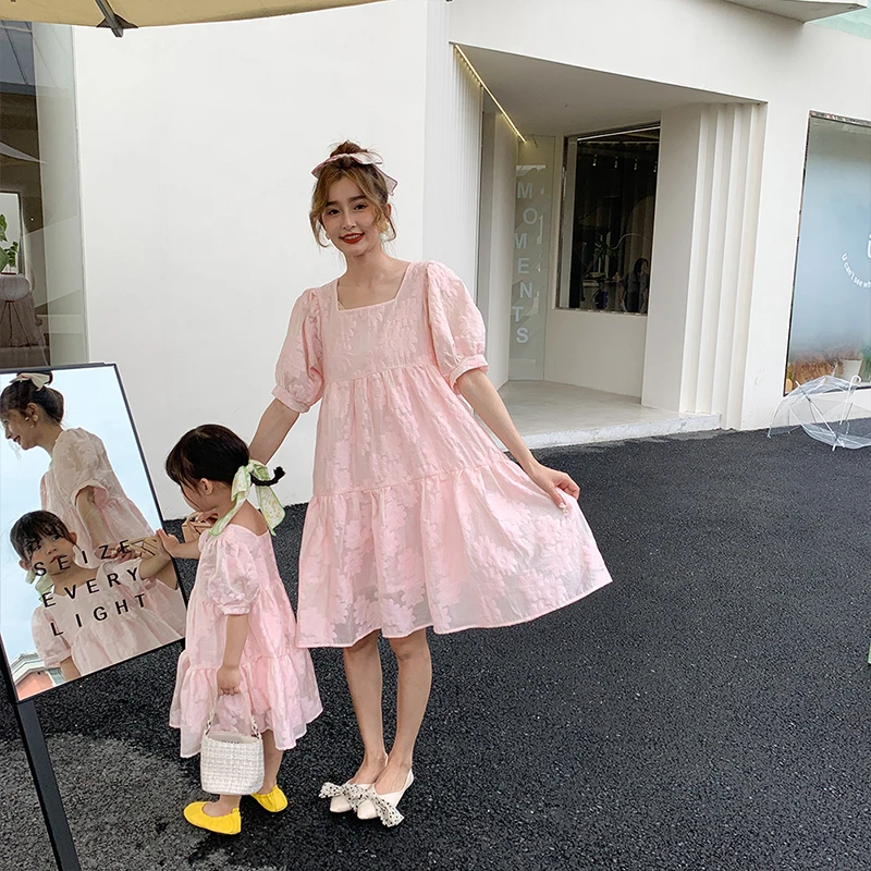 

2021 Summer Mother-daughter Princess Lace Dress Mommy and Me Dress Parent-child Outfit Family Clothing Family Matching Clothes