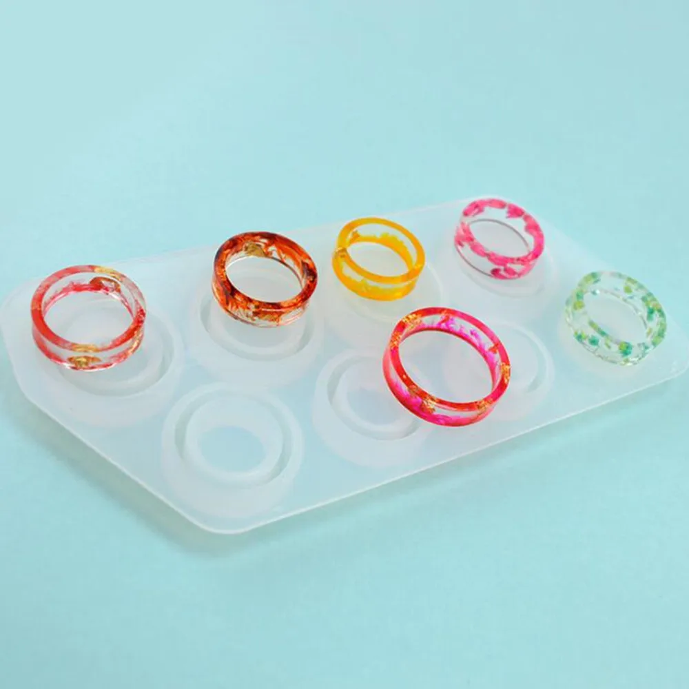 1Pc Resin Ring 5 Shapes Silicone Mold Jewelry Cat Diamond Flat Shaped Ring  Pendant DIY Silicone