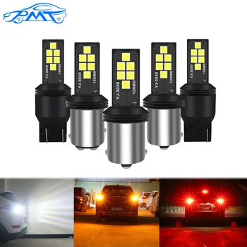 

BMT 2Pcs 1156 BA15S P21W LED Auto Signal Lamp Brake Reverse Car Light T20 7440 7443 W21W W21/5W DRL Driving Lamp Amber Red White