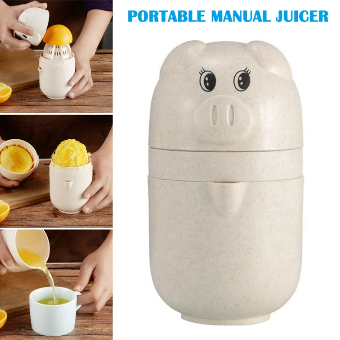 Мини-соковыжималка Милая свинья мини ручная соковыжималка Бытовая фруктовая Апельсиновая Цитрусовая Бутылка Соковыжималка E2S