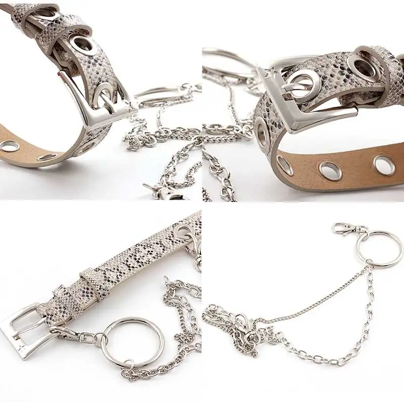 

New Punk Style Leopard Print Snake Corns Belt Ring Chain Air Eye Belt Print Single Row Hole Eyelet Chain Decorative Waistband