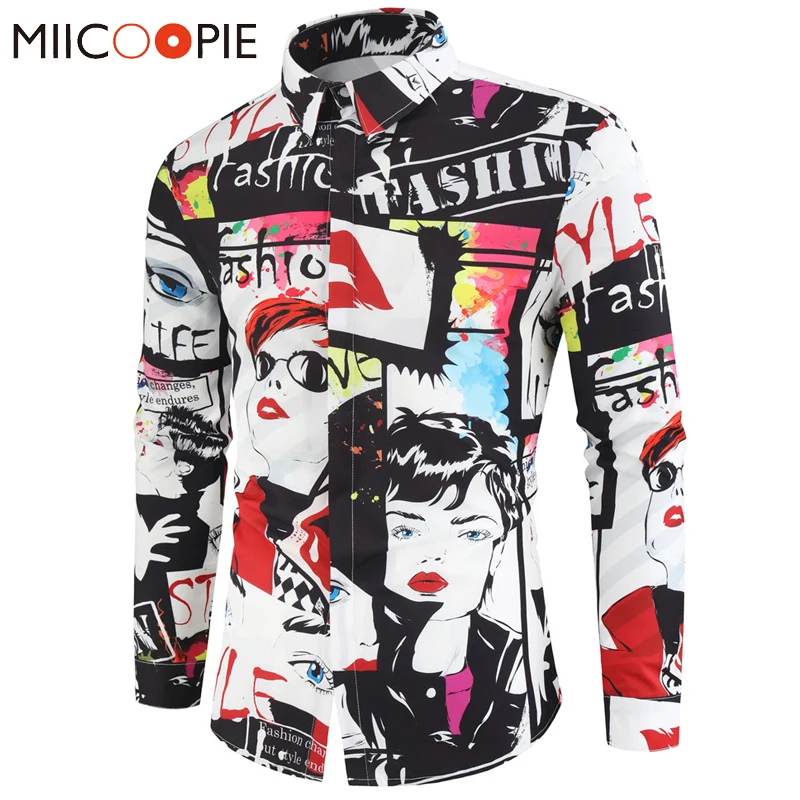 Camisas de marca de manga larga para hombre, camisa informal con estampado de Estilo Hawaiano, Tops de talla grande, camisa holgada con botones, M-4XL, 2020