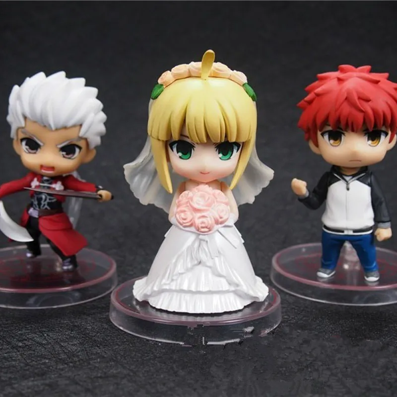 3 шт./компл. аниме фигурку Fate/stay Night Merry платье Сабер эмия Арчер Модель Коллекция милые украшения маленькая игрушка кукла 10 см