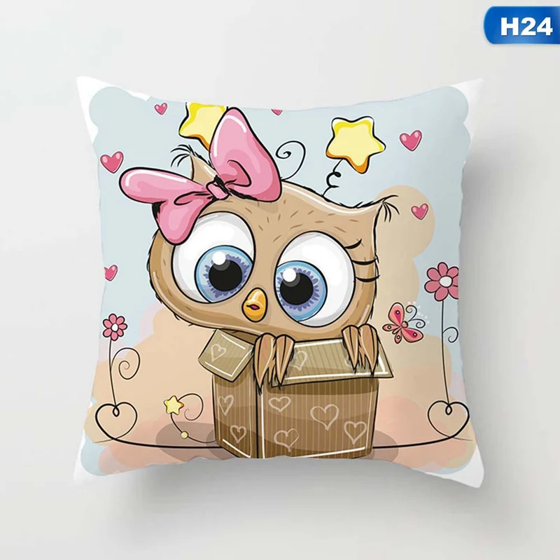 24 Новая мода наволочка милый мультфильм сова хлопок наволочка - Цвет: 24