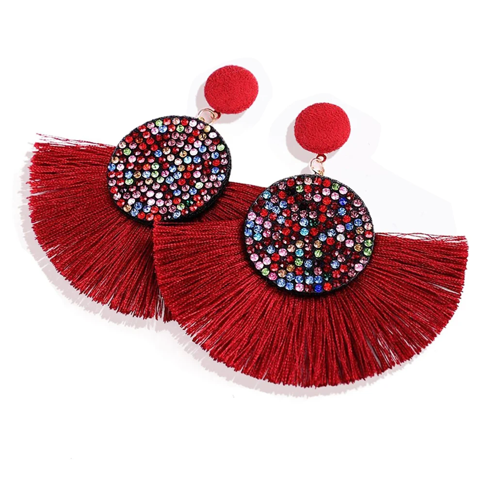 Богемные большие серьги с кисточками эффектные длинные винтажные Женские