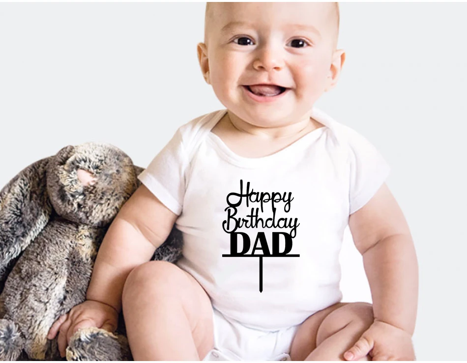 С Днем Рождения папа Baby Детское Боди Одежда для новорожденных; комбинезон с коротким рукавом, хлопок, верхняя одежда для мальчиков и девочек