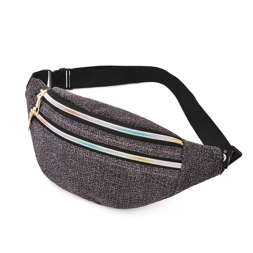 

Unisex Fashion Glitter Waist Bag For The Belt Bum Hip Bag For Women Man Portable Travel Sports Small Fanny Pack Pouch
