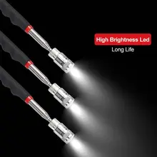Outil de ramassage magnétique rétractable LED, stylo magnétique télescopique avec lumière, outil à main universel à tige d'aspiration magnétique forte