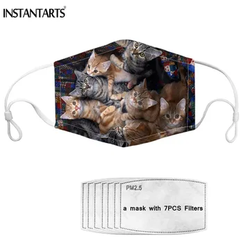 

INSTANTARTS 2020 Kids Masks Cute Cats Animals Pattern Anti-Dust Face Mouth Cover Mask With 7 Filters PM2.5 Washable Tapabocas