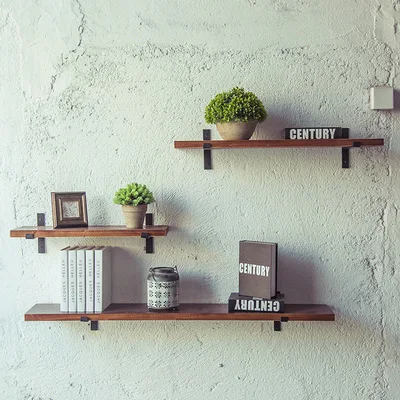 

Wall-Iron Art Commodity Shelf Manufacturers Wholesale Living Room Wall Bookshelf Kitchen Simplicity Solid Wood A- line Shelf Dec