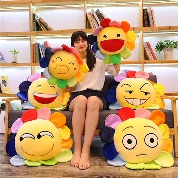 

Large sunflowers cushion plush toys cute expression mats cushion Home decor gift