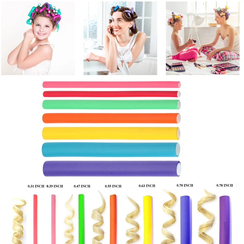 Brainbow 10pcs Soft Foam Hair Roller Flexible Hair Curling Rod Hair Curler Makers Bendy Twist Curls Flexi DIY Rollers Styling