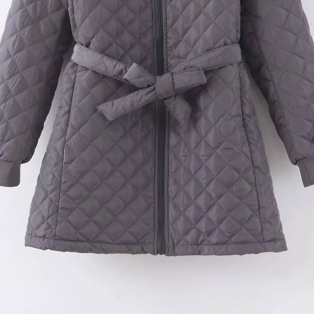 JAYCOSIN Womens Coat Solid Zipper Pockets Waistband Long Sleeve Slim Hooded Outwear Winter Warm Female Casual Outwear Parka Coat