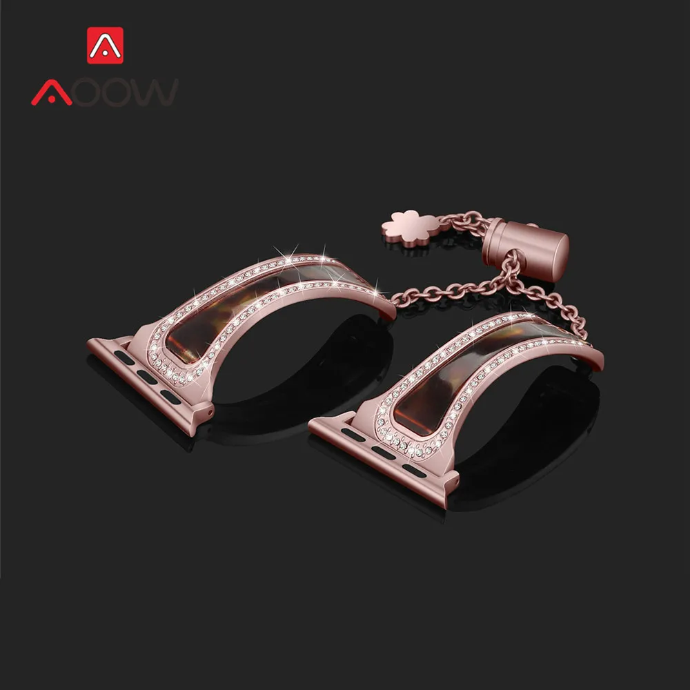 Rose pink Регулируемый ремешок из смолы с цепочкой для часов Apple Watch 4, 5, 38 мм, 42 мм, 40 мм, 44 мм, женский ювелирный браслет, ремешок для iWatch 123 - Цвет ремешка: Rose pink
