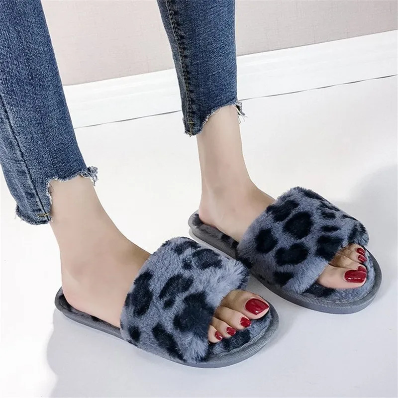 

Тапочки COOTELILI женские домашние с искусственным мехом, теплая обувь на плоской подошве, без застежки, леопардовые, размера плюс 41