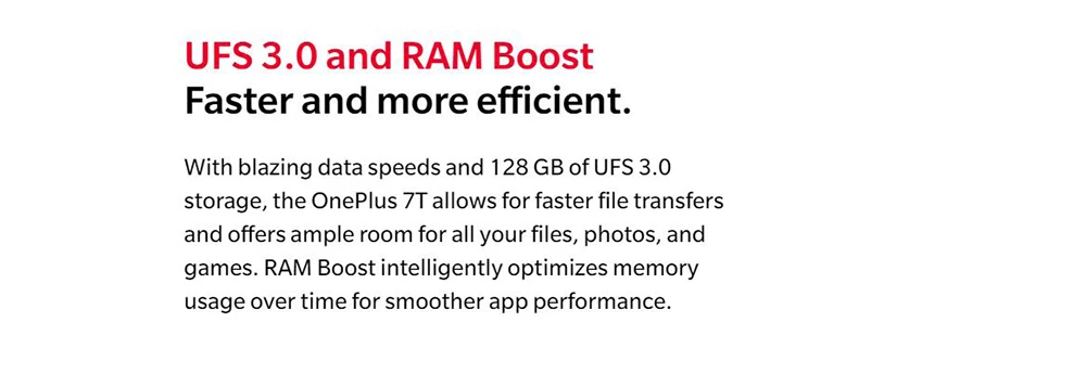 Global Firmware Oneplus 7T 8GB 128GB 256GB Mobile Phone Snapdragon 855 Plus 6.55" 48MP Triple Camera 4G Android 10.0 NFC phone