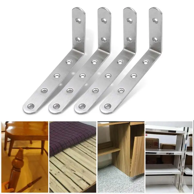 

90 Degree Angle Joint Fastener Brackets Stainless Steel New and High Quality Durable Furniture Shelf Support 125x75x2.5mm