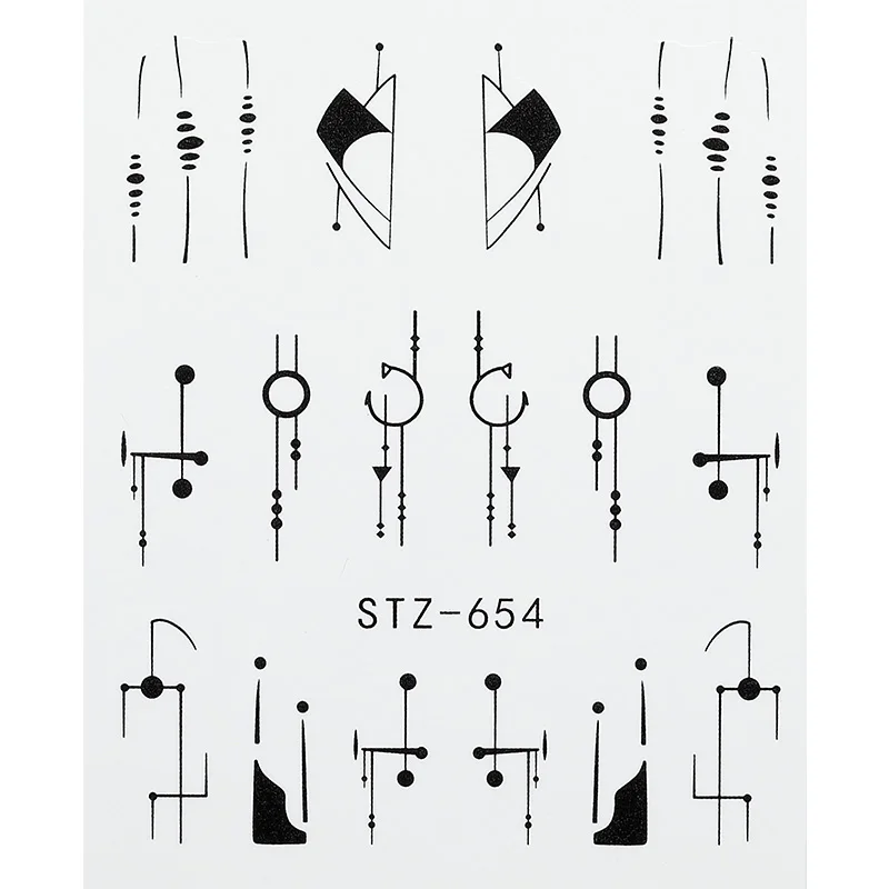 1 шт ногтей воды стикер DIY черный абстрактное изображение искусства ногтя бумаги украшения маникюра - Цвет: STZ-654