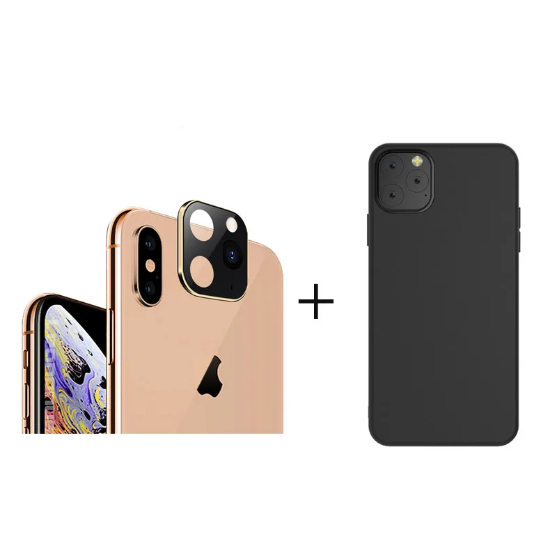 Gold with Black Чехол из закаленного стекла для iPhone X XS Max, чехол для iPhone 11 Pro Max, защитный чехол для объектива камеры, Сменный Чехол для iPhone 11 Pro Max - Цвет: Gold with Black