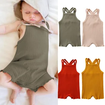 

2020 Baby Summer Clothing Baby Kids Boy Girl Infant Romper Jumpsuit Cotton Outfits Set Ribbed Solid Newborn Infant Baby Clothes