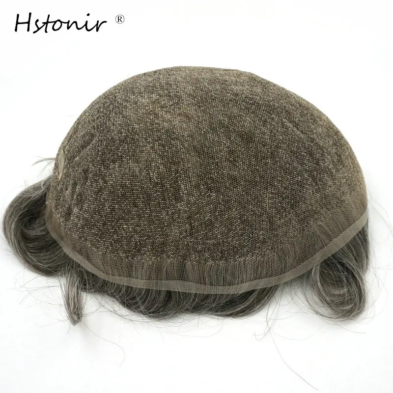 Hstonir швейцарские кружевные мужские волосы 100% натуральные прямые Remy для мужчин
