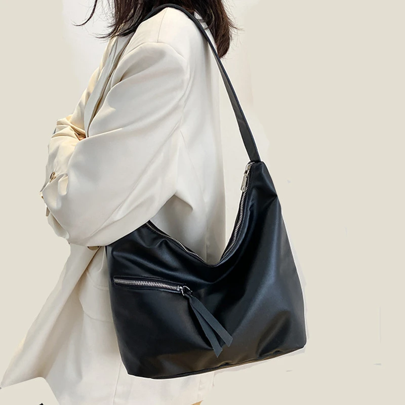 Bolso de mano de piel sintética para mujer, bolsa grande de hombro, de marca  de diseñador, informal, con cremallera, 2021 - AliExpress Maletas y bolsas