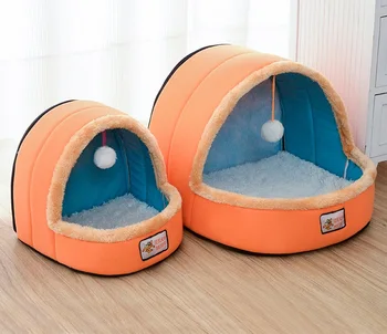 

Puppy House with Toy Warm Soft Pet Cushion Pet Dog Cat Bed Nest Mat Dog Kennel Washable Cat Castle Sleeping Nest