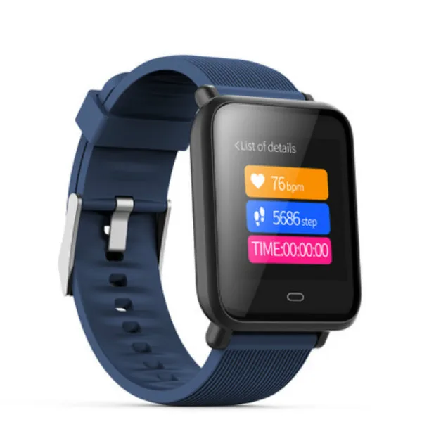 Blue Умные часы Q9, Bluetooth, пульсометр, кровяное давление, многофункциональные спортивные водонепроницаемые часы-браслет, Android iOS, умные часы - Цвет: Blue
