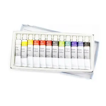 

12ml 12 Colors Glass Paint Acrylic Hand Painted Pigments Drawing Tubes Set Artist Art Supplies for Beginner