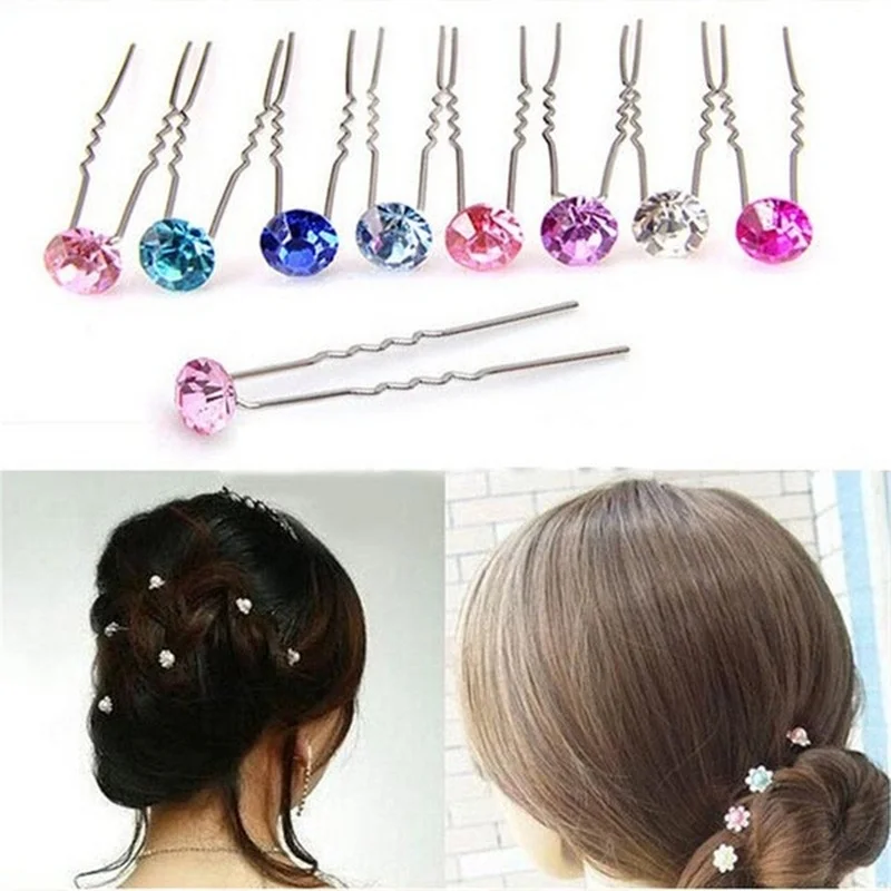 Стразы кристалл шпильки для волос для женщин девушки вечерние свадебные Серебристые шпильки для волос заколки для волос аксессуары
