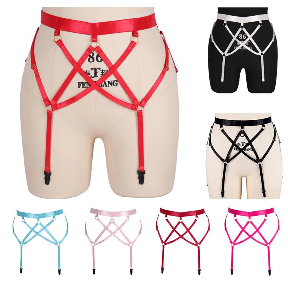 Multicolor gothic legs sexy garter belt  fetish pants suspenders sexy pole dance bondage tight belt thigh stockings garter belt