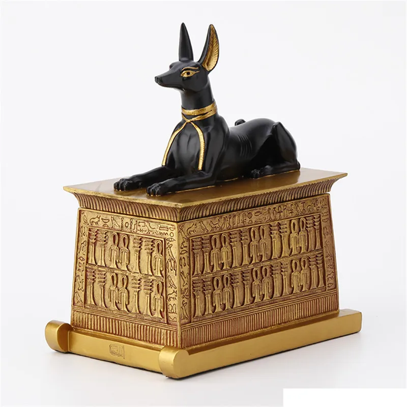 Древний Египет Anubis шкатулка для драгоценностей Художественная Скульптура собака Бог фигурка креативные изделия из смолы украшения для дома подарок на день рождения R3674