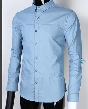 

ZACOO Yong Horse Men's Casual Slim Fit Button Down Long Sleeve Denim Shirt