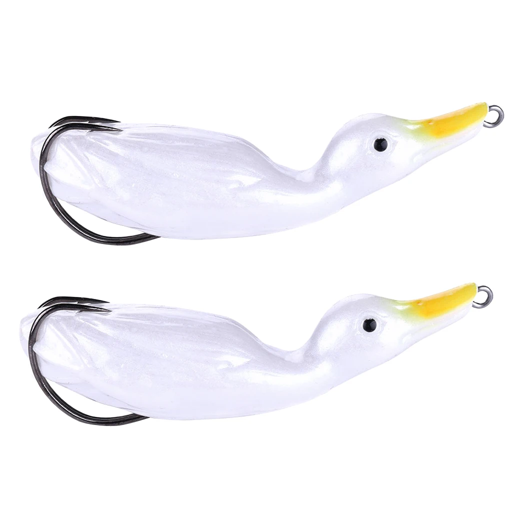 Perfeclan 2pcs 10.5cm Artificial Duck Fishing Lure Soft Silicone Sinking Wobblers Frog Baits Pesca Pike Carp Fishing Lures Tool