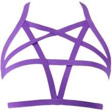 Purple Pentagram Body Harness Elastic Adjustable Bondage Sexy Lingerie Belt Punk Goth Body Cage Rave Woman Star Harness Bra