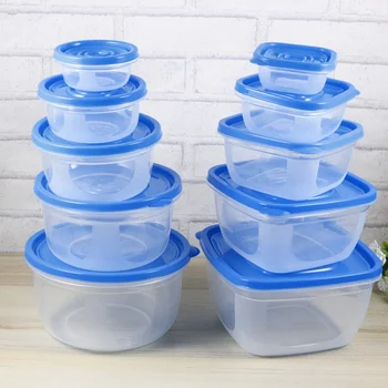 

10 Pcs Food Containers Set Large Capacity Leak Proof Food Boxes for Snacks Picnic - 5 Round Container + 5 Square Container(Rosy)