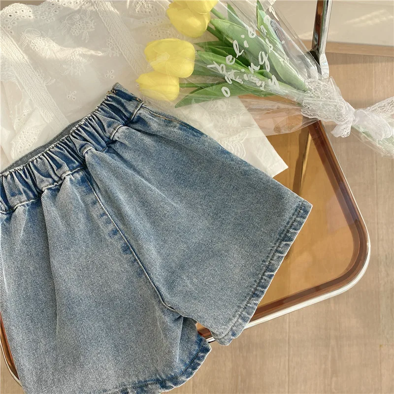Summer Baby Girls Denim Thin Shorts Pure Color Korean Style Toddlers Kids Casual Shorts