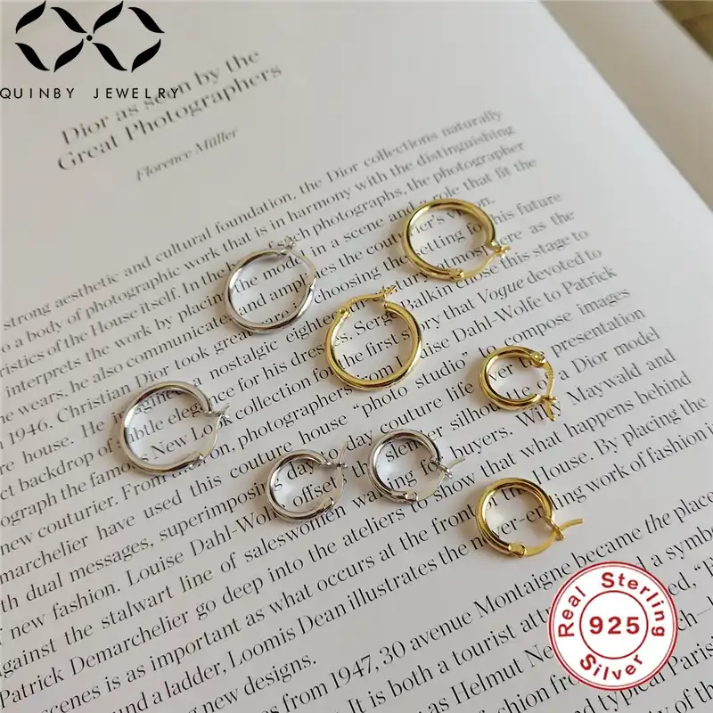 Куинби 925 серебряные серьги для женщин 18 мм золото большой круглый обруч серьги на подарок девочке вечерние aretes Женские Ретро серьги-обручи Q5