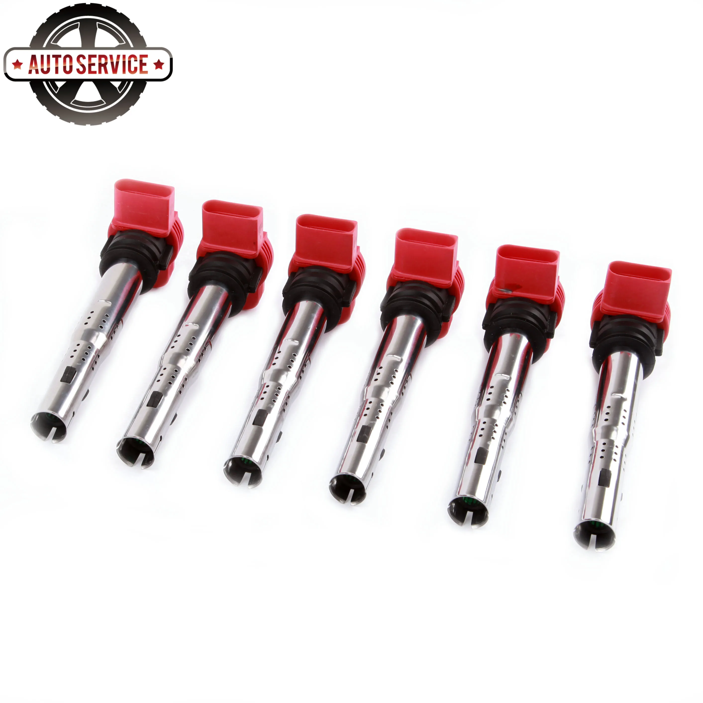 06E 905 115 B 6 шт. красный катушки зажигания для VW Touareg AUDI A4 A5 A6 Allroad A7 A8 Q5 Q7 R8 3,0 3,2 V6 UF-529 C1631 UF529