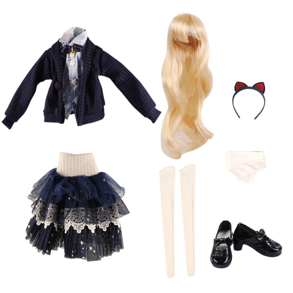 UCanaan 1/3 BJD Doll Accessories Outfits Fashion Clothes Set Wig Shoes For 60CM Dolls Girls DIY Dress UP Toys Accessories 7