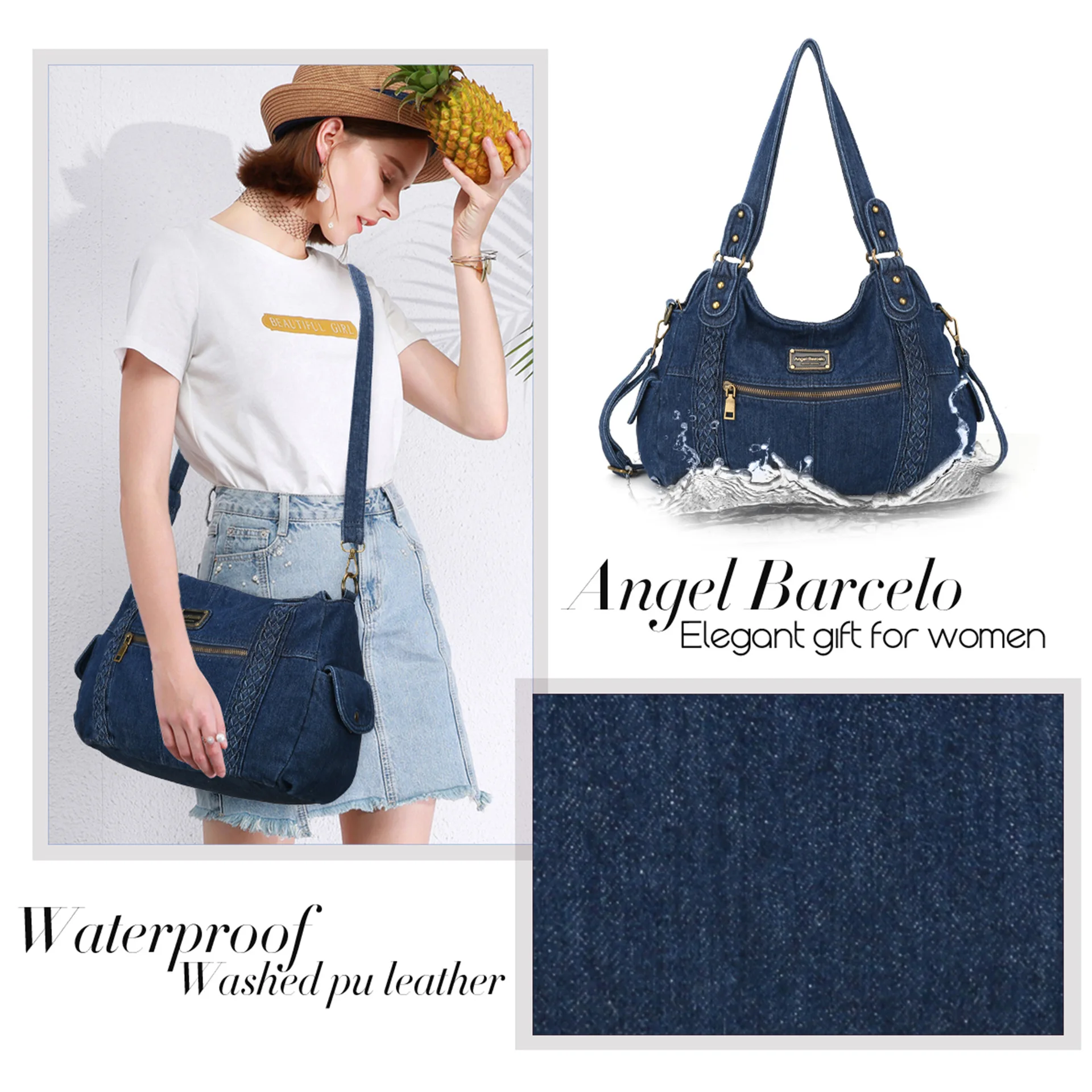 Angel Barcelo Women's Large Hobo Shoulder Bag
