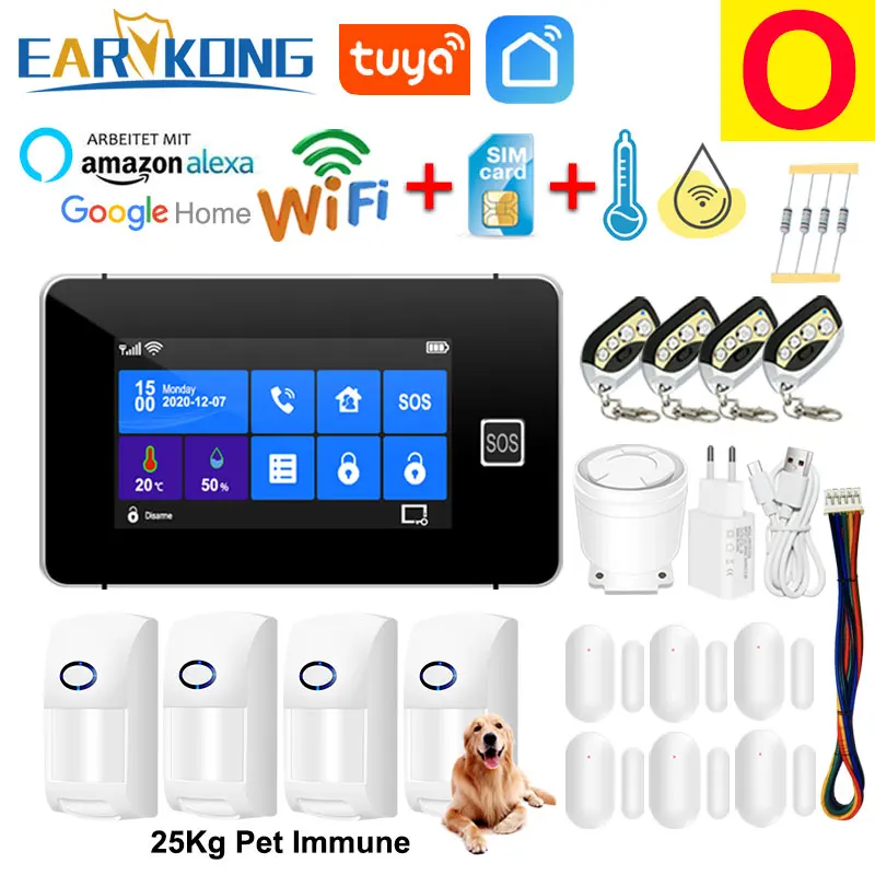 home alarm key pad Tuya WiFi GSM Alarm System Anti Theft Alarm Smart Home Burglar Alarma Personal Touch Screen Motion Detector Smoke Door Sensor portable panic button Alarms & Sensors