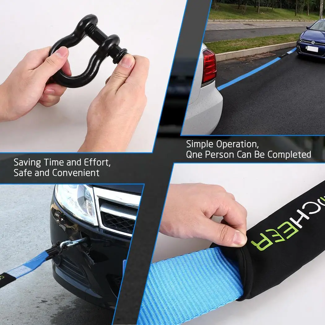 

Towing Recovery Strap Heavy Duty Winch Snatch 1.5 kg Strap-Protective Loops Water-Resistant 8 7.5 cm/ 3 1 x Blue