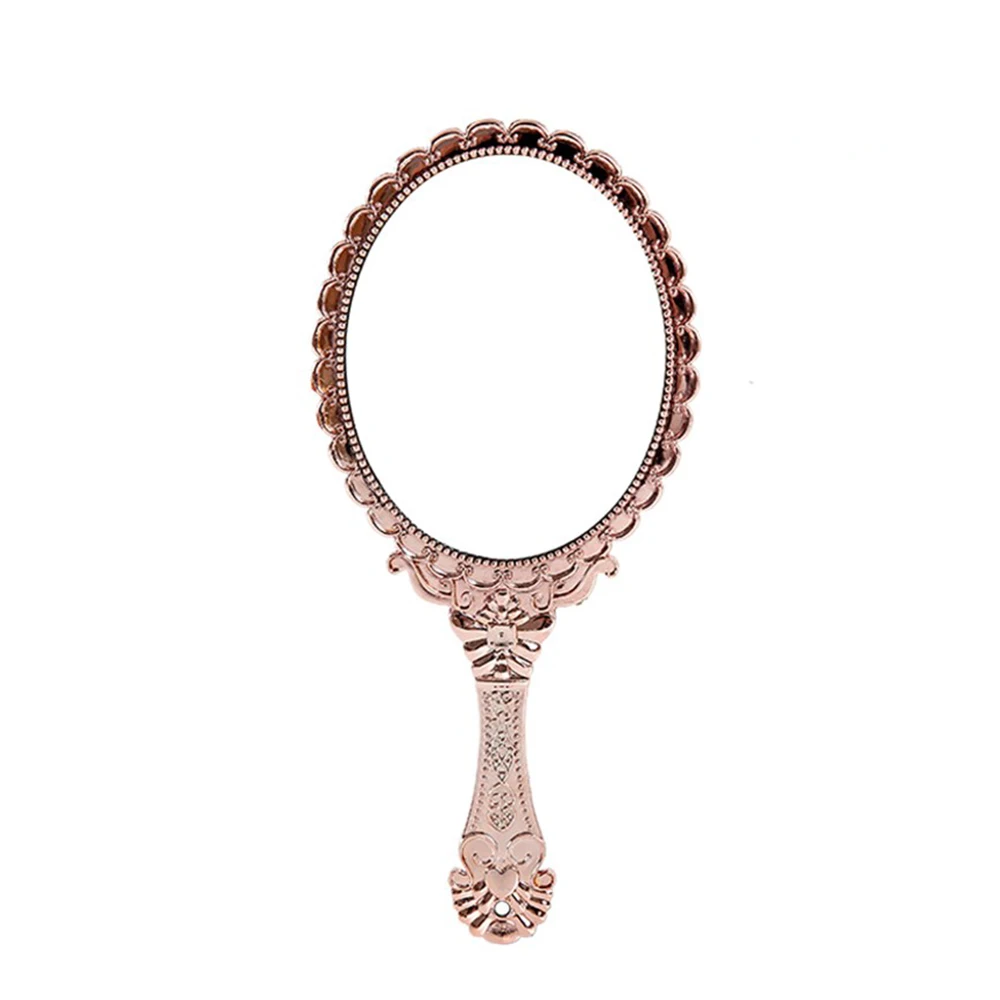 Мини портативное винтажное зеркало для рук зеркало для макияжа розовое цветочное овальное круглое косметическое ручное зеркало с ручкой для женщин - Цвет: 03